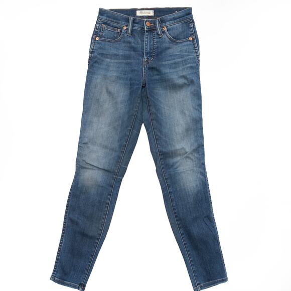 Madewell 10" High Rise Distressed Dark Wash Skinny Jeans Size 23 - Picture 1 of 10